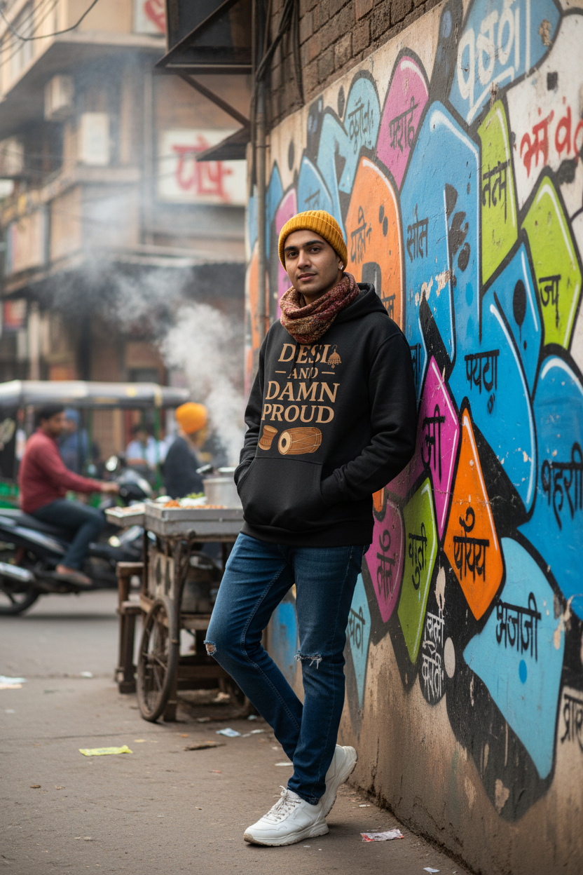 Desi and Damn Proud Black Hoodie - Street
