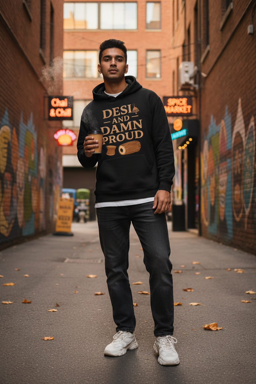 Desi and Damn Proud Black Hoodie - Urban