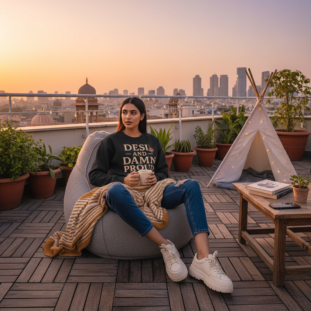Desi and Damn Proud Black Sweatshirt - Outdoor
