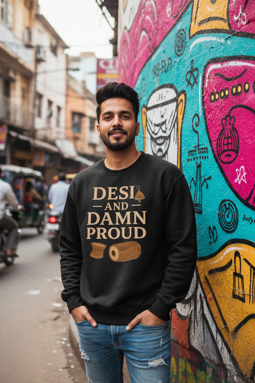 Desi and Damn Proud Black Sweatshirt - Street
