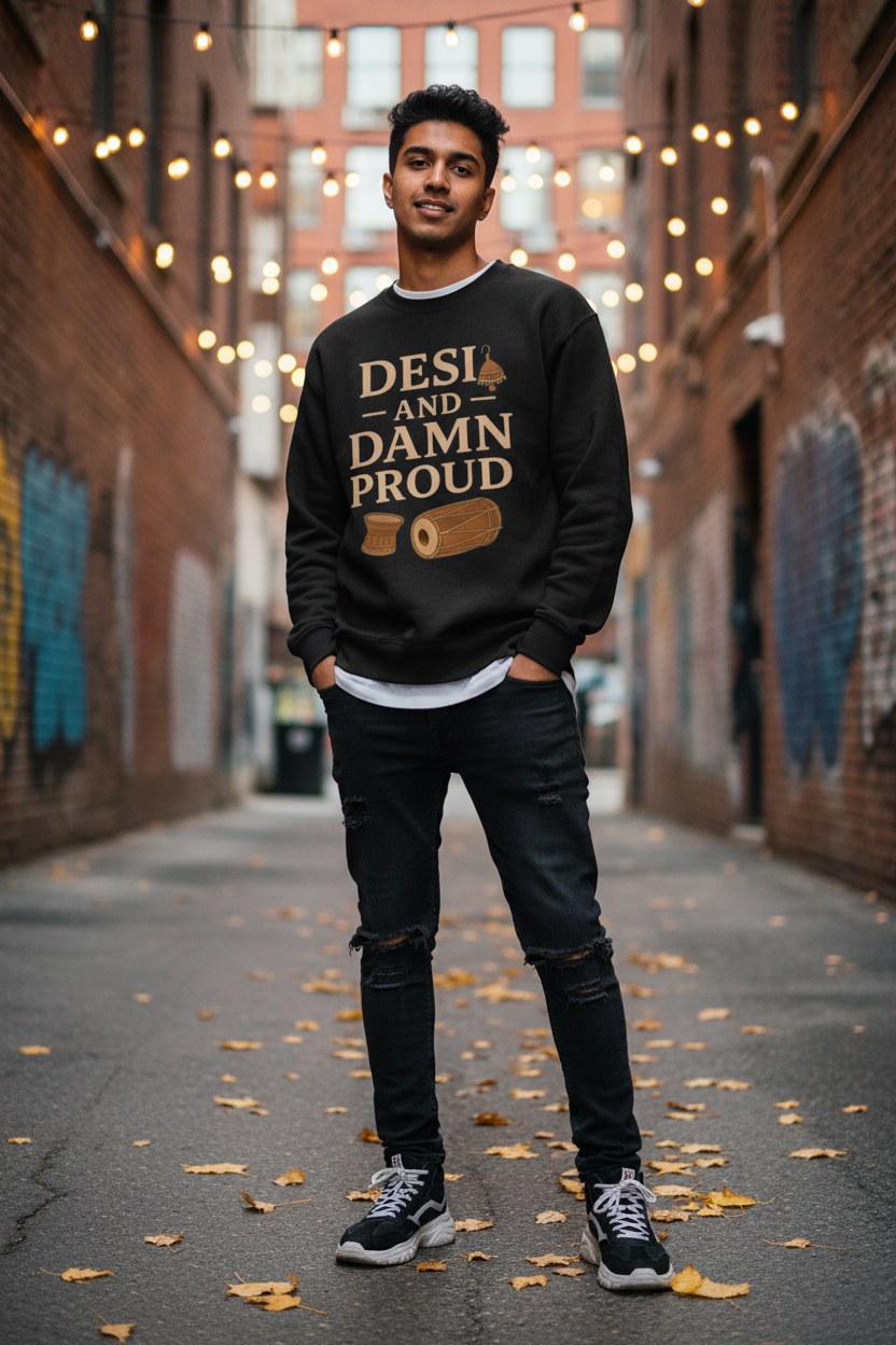 Desi and Damn Proud Black Sweatshirt - Urban