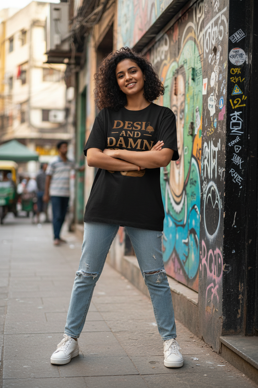 Desi and Damn Proud Black Tee - Street