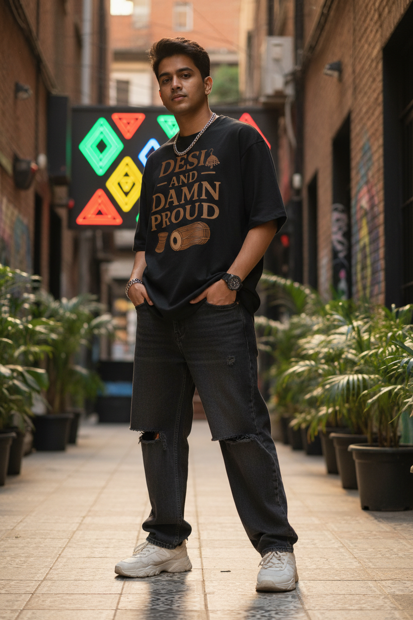 Desi and Damn Proud Black Tee - Urban