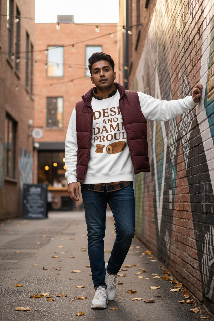 Desi and Damn Proud White Sweatshirt - Urban