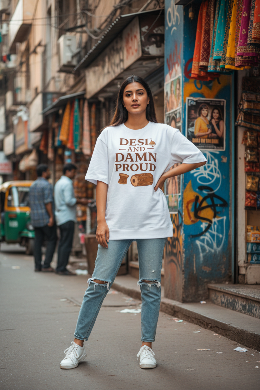 Desi and Damn Proud White Tee - Street