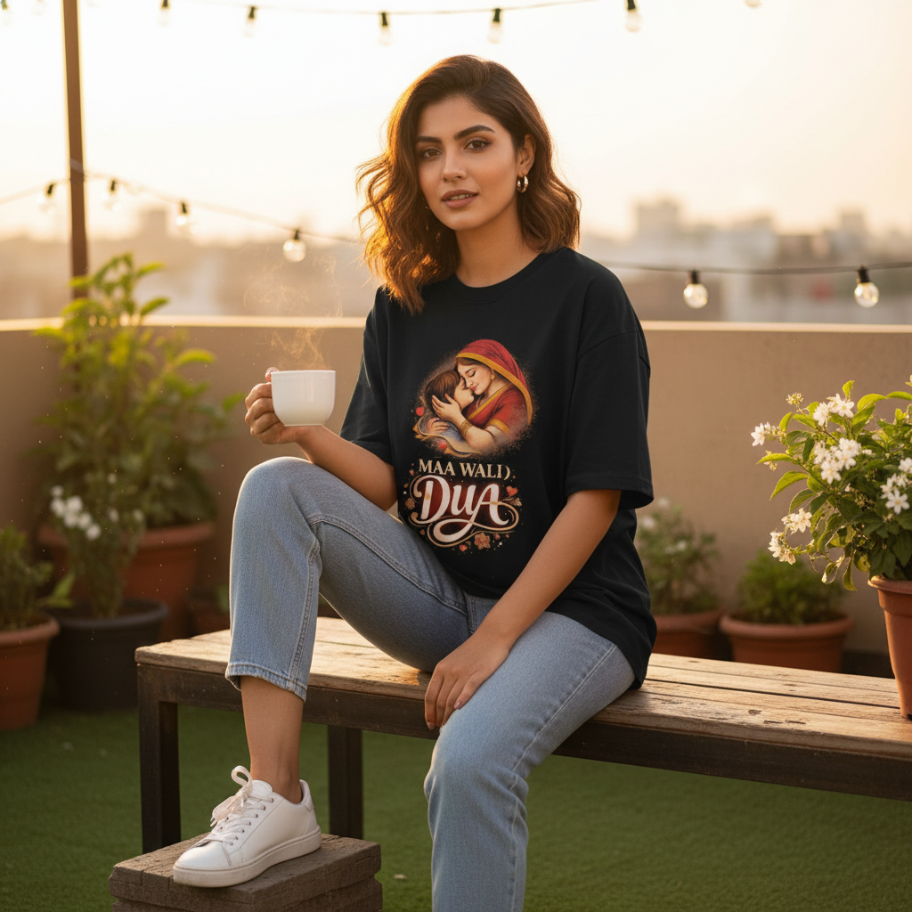 MAA WALI DUA Black Tee - Lifestyle