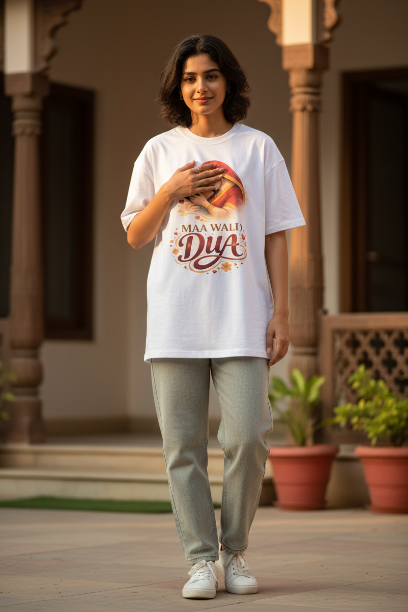 MAA WALI DUA White Tee - Warm